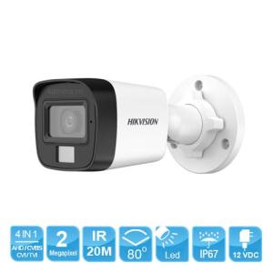 Hikvision DS-2CE16D0T-EXLF, camera ColorVu 2MP, độ nhạy sáng 0.02 Lux, đèn trắng 20m, vỏ sắt IP67, ghi hình sắc nét, hoạt động ổn định mọi điều kiện