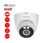 KBVISION KX A22F, camera dome Wifi 2MP, hỗ trợ thẻ nhớ 256GB, đèn LED thông minh, phát hiện chuyển động, mic tích hợp, IP67 chống nước, hình ảnh rõ nét từng chi tiết