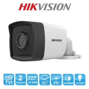 GIÁM SÁT NGOÀI TRỜI, CHỐNG NƯỚC TUYỆT ĐỈNH – Hikvision DS-2CE17D0T-IT5 camera trụ 2MP, chuẩn IP67, thân kim loại & nhựa, sử dụng điện DC 12V, tiêu thụ 4.7W, quan sát đêm 80m