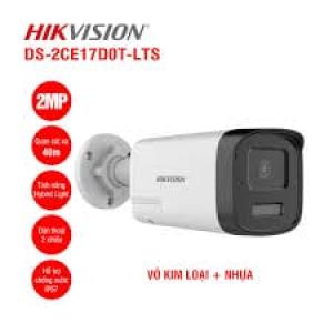 Hikvision DS-2CE17D0T LTS 2.0MP, Smart Hybrid Light ánh sáng trắng + IR 40 mét, đàm thoại hai chiều, DWDR, BLC, vỏ kim loại + nhựa IP67, đảm bảo giám sát ban đêm màu & rõ nét trong bóng tối